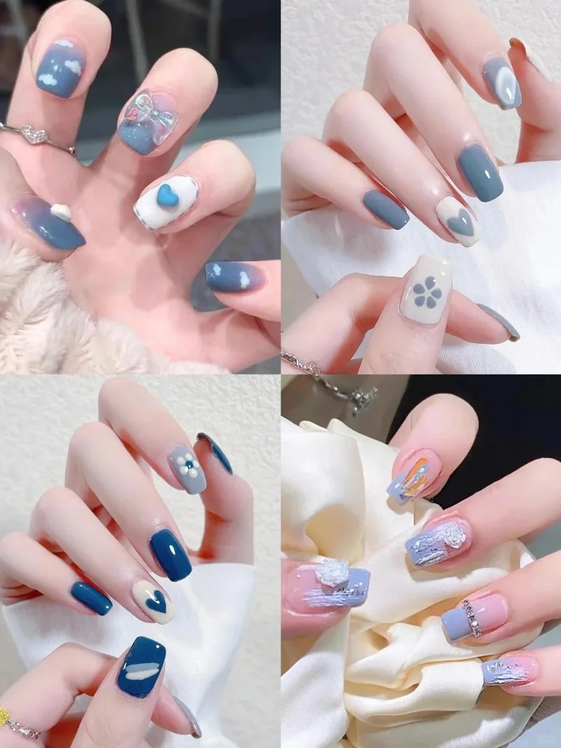 Gợi ý cực đẹp với mẫu nail đẹp màu xanh dương