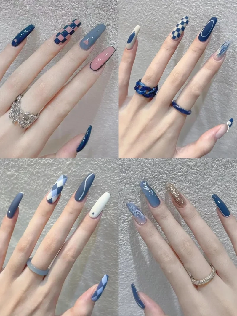 Đẹp như nàng thơ với mẫu nail đẹp màu xanh nước biển
