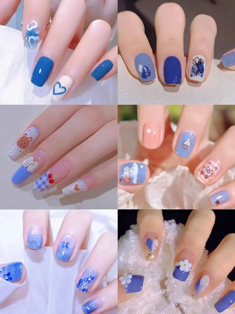 Trẻ trung tươi mới với nail màu xanh dương pastel