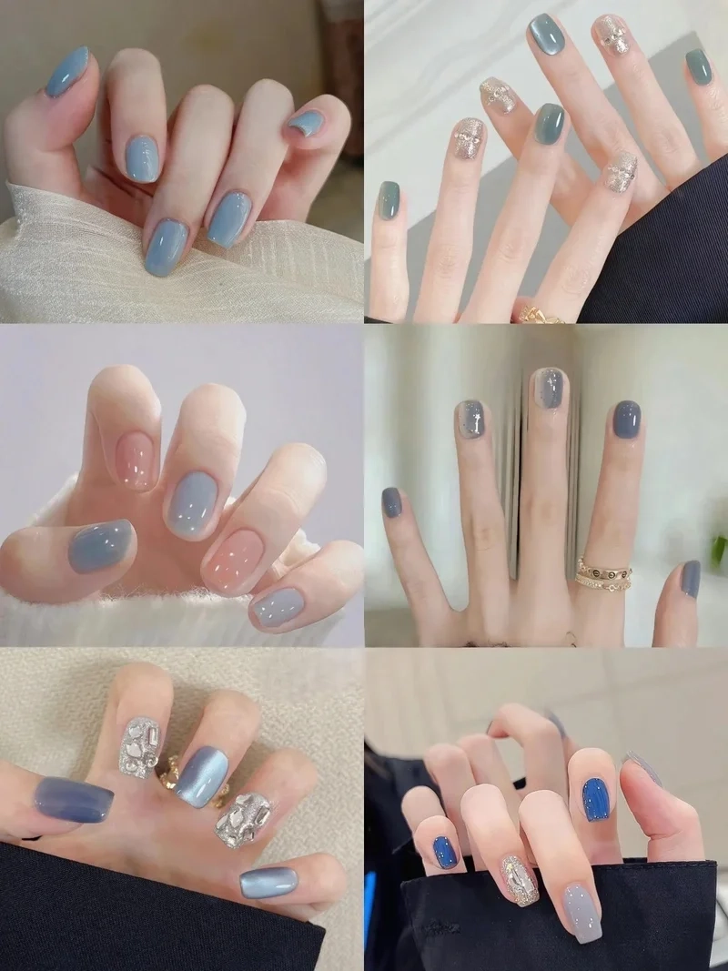 Gây ấn tượng nhẹ nhàng cùng nail xanh dương pastel