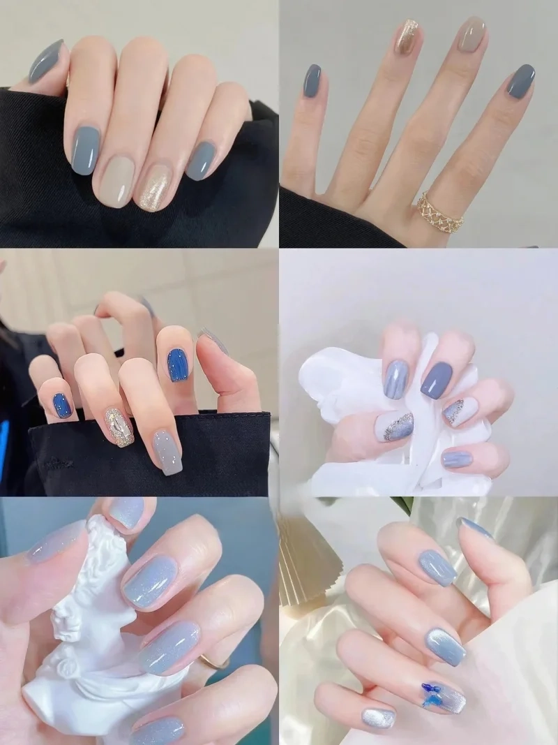 Cực xinh dịu mát với nail xanh nước biển