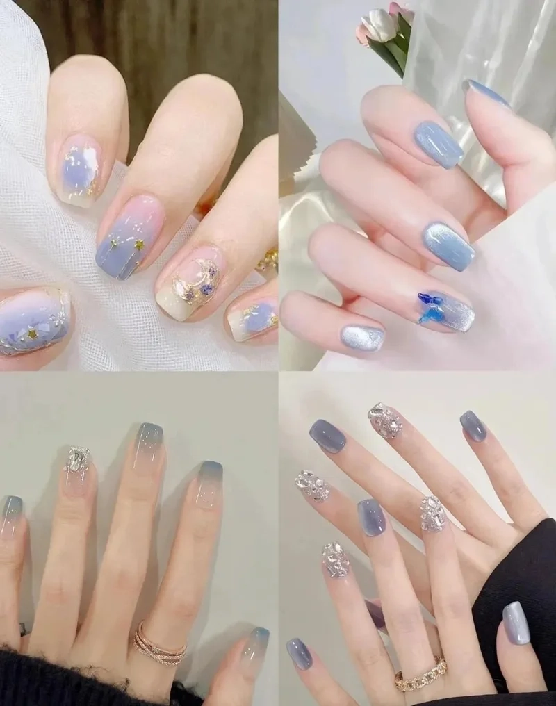 Vẻ đẹp đầy cuốn hút từ nail đẹp màu xanh dương