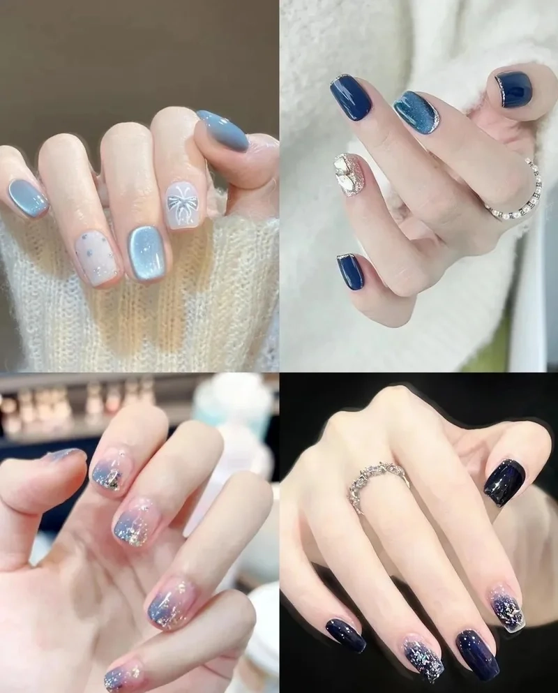 Nàng không nên bỏ lỡ những mẫu nail màu xanh dương đẹp