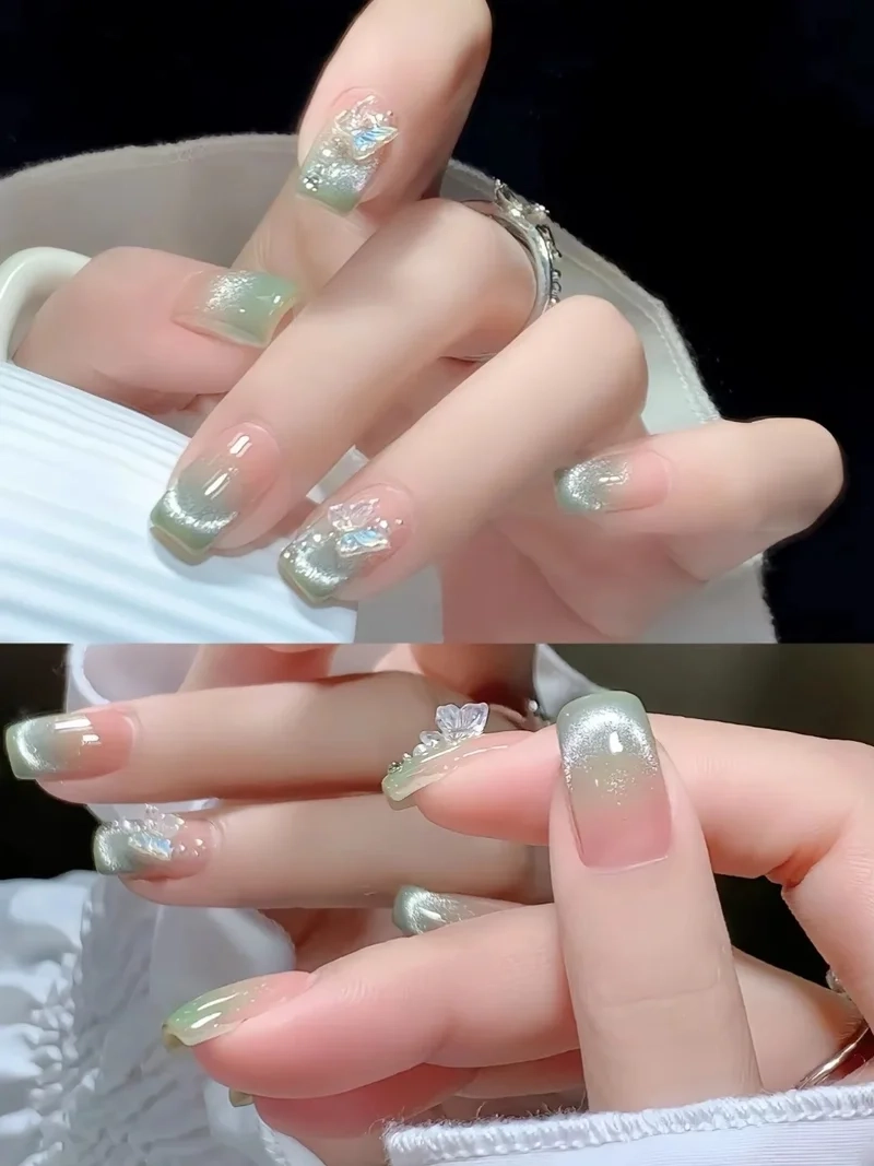 Nâng cấp phong cách với mẫu nail màu xanh lá cực trendy