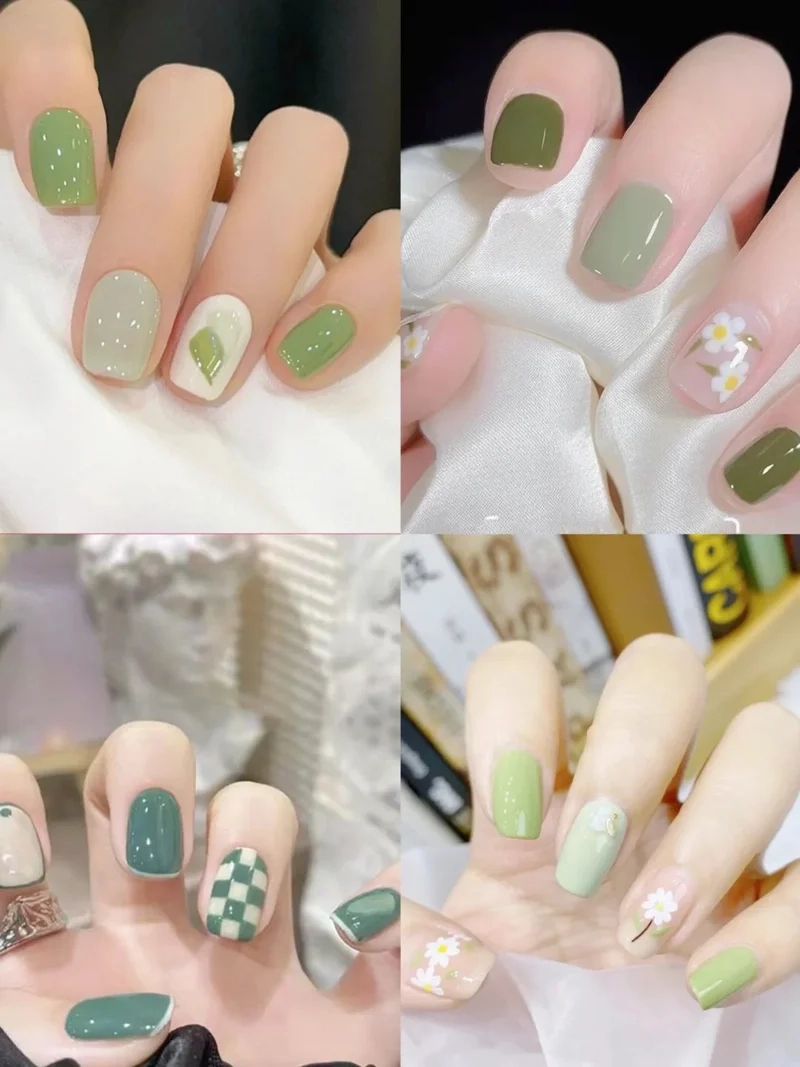 Gây thương nhớ với mẫu móng tay màu xanh lá cây nhẹ nhàng