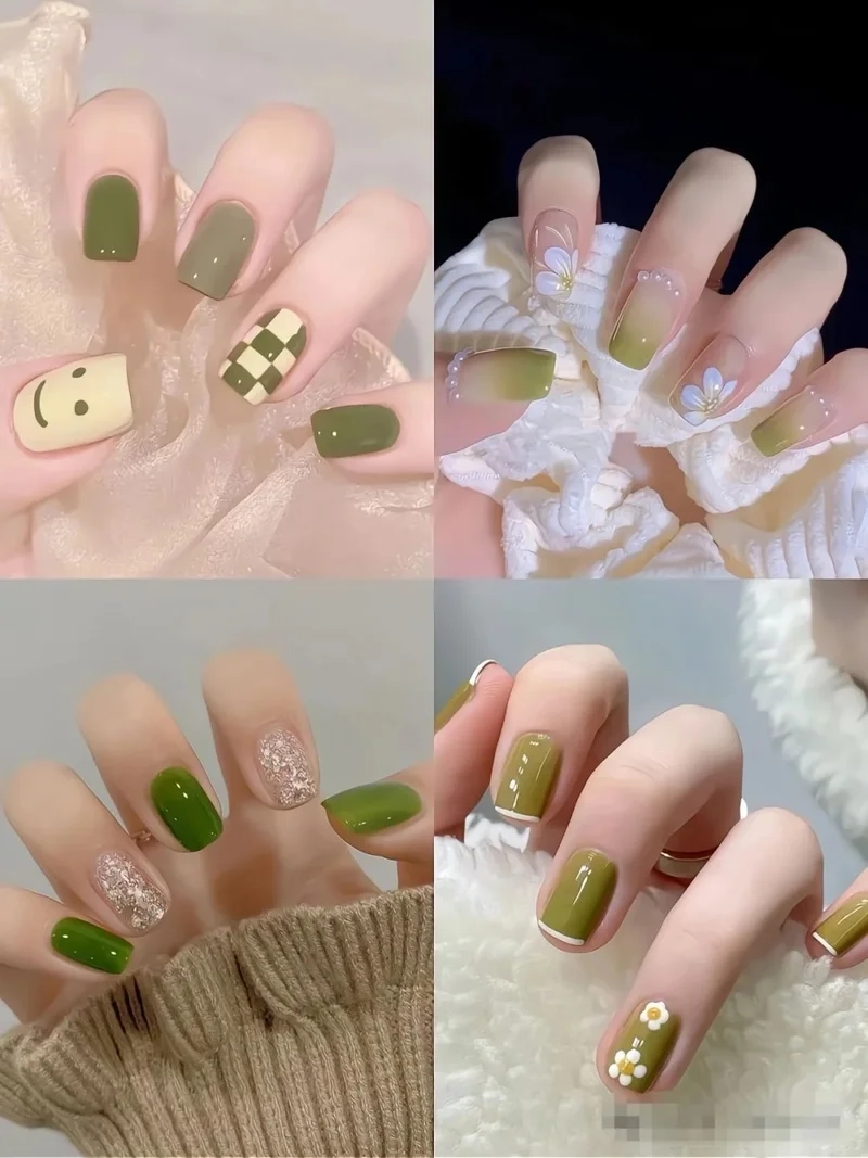 Thu hút mọi ánh nhìn với mẫu móng tay đẹp màu xanh lá