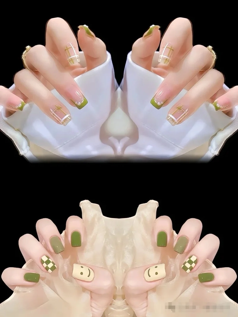 Gọn nhẹ mà vẫn đẹp với mẫu nail màu xanh lá đơn giản