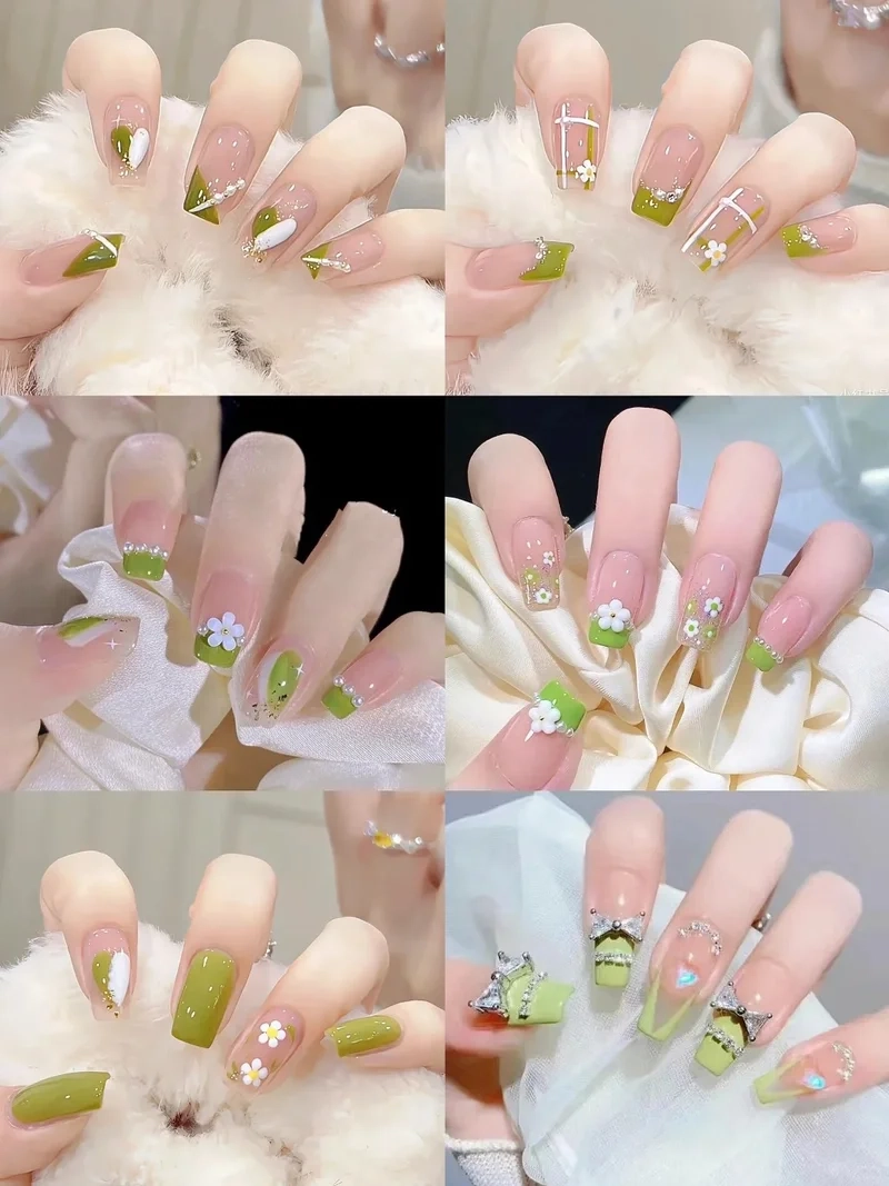 Phá cách nhẹ nhàng với nail xanh lá pastel