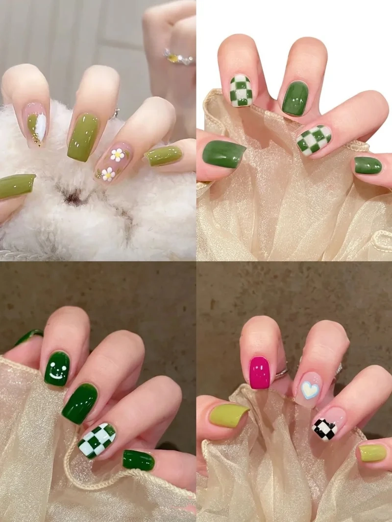 Style dịu dàng gọi tên nail xinh màu xanh lá