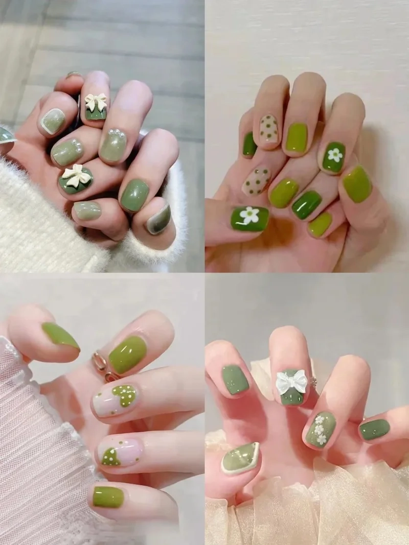 Độc đáo và khác biệt với những bộ nail màu xanh lá