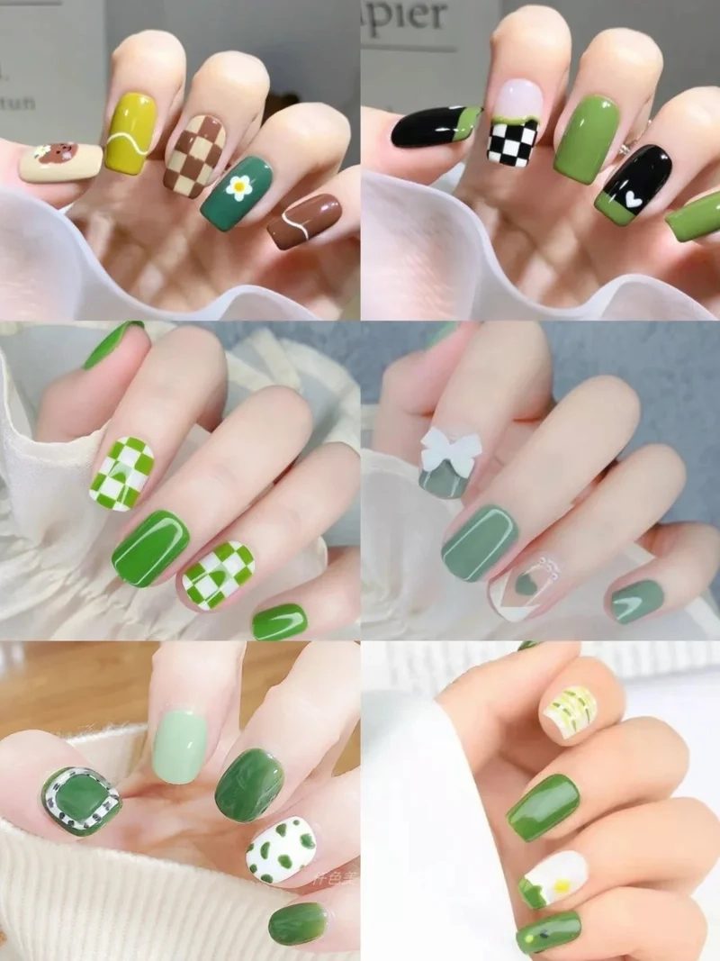 Mê mẩn không thôi với những mẫu nail màu xanh lá đẹp