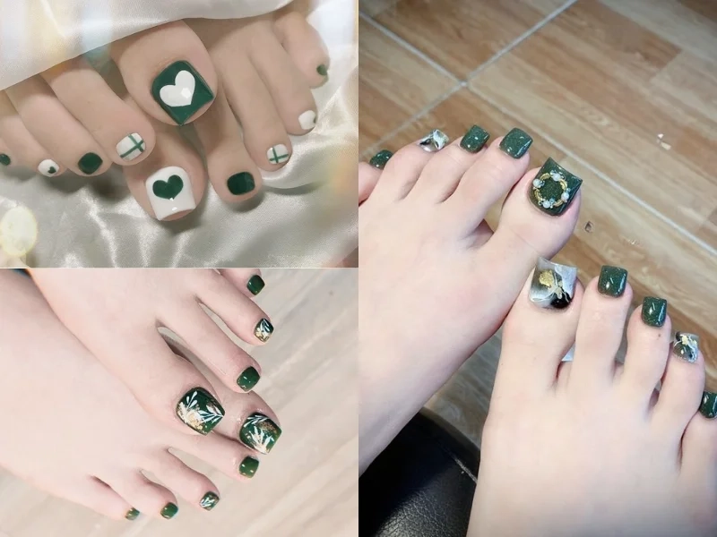 Sang chảnh bất ngờ với móng chân màu xanh lá