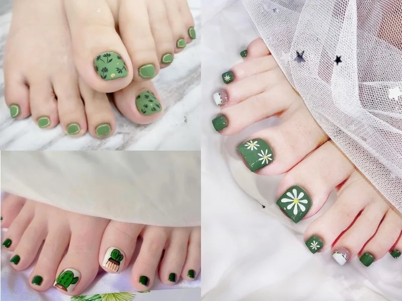 Hè này bạn đã thử mẫu móng chân màu xanh lá chưa