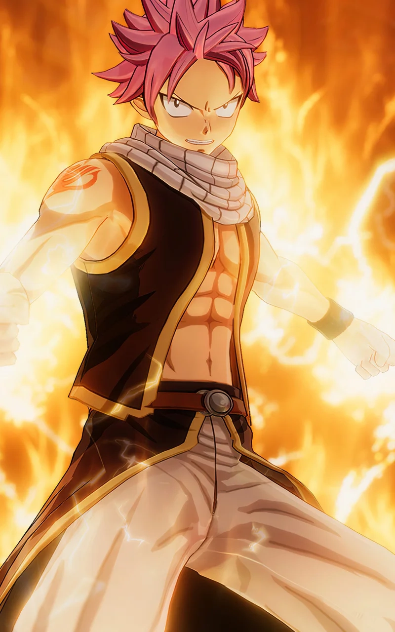 Natsu Dragneel 4K wallpaper bùng nổ với hiệu ứng lửa cháy