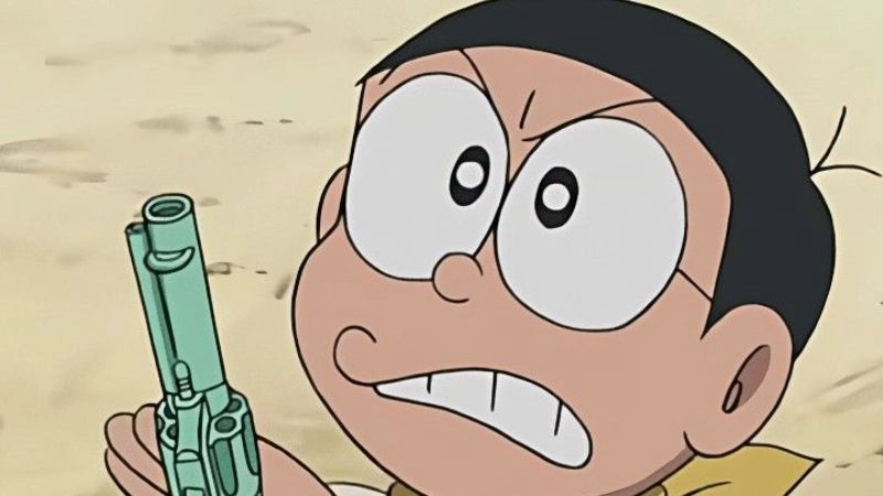 Hình ảnh Nobita ngầu thể hiện bản lĩnh và tinh thần dũng cảm
