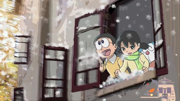 Hình của Nobita và Shizuka thể hiện tình cảm nhẹ nhàng và trong sáng