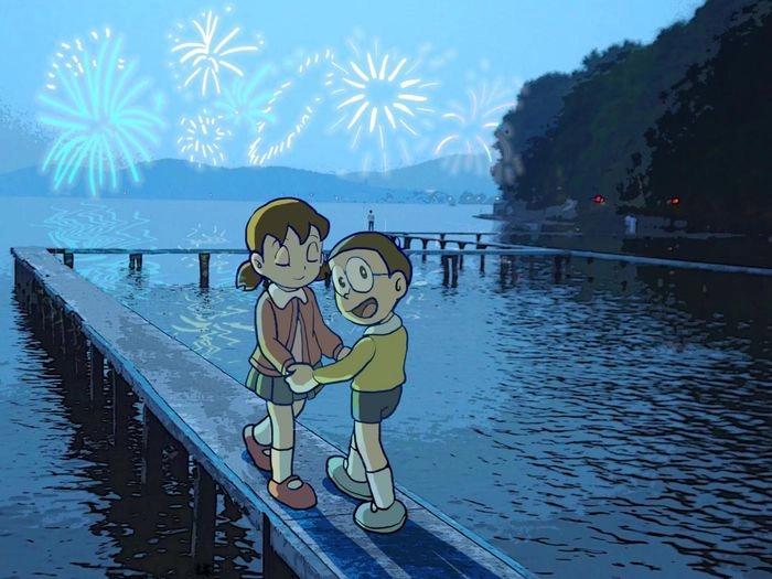 Hình Nobita và Shizuka cute lan tỏa năng lượng tích cực