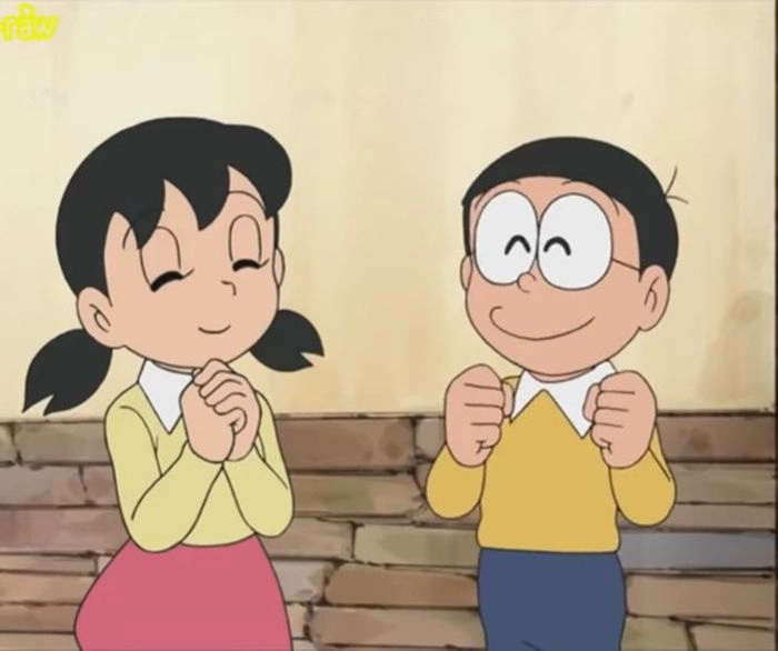 Hình ảnh Shizuka và Nobita mang đến cảm giác gần gũi và đáng yêu