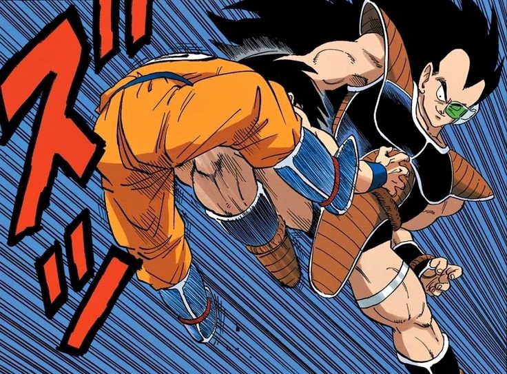 Goku vs Raditz gif khoảnh khắc căng thẳng giữa Goku và Raditz