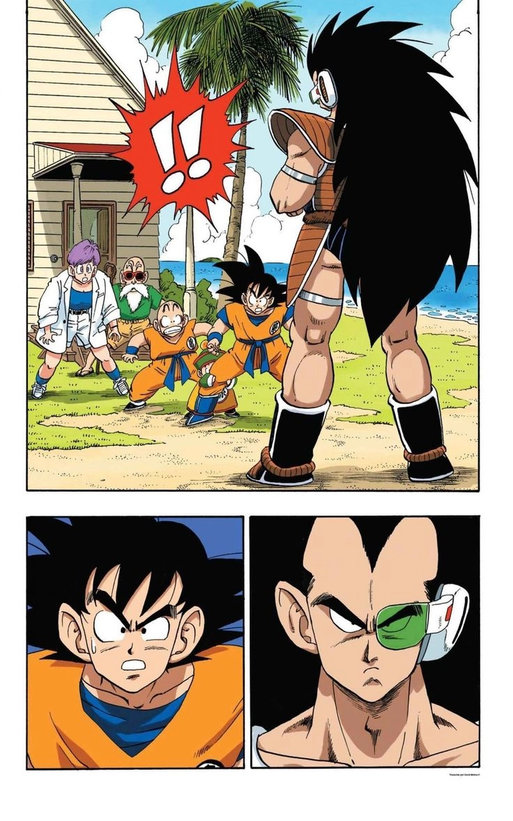 Goku vs Raditz manga hình ảnh trong manga về trận chiến giữa Goku và Raditz đầy gay cấn và cảm xúc