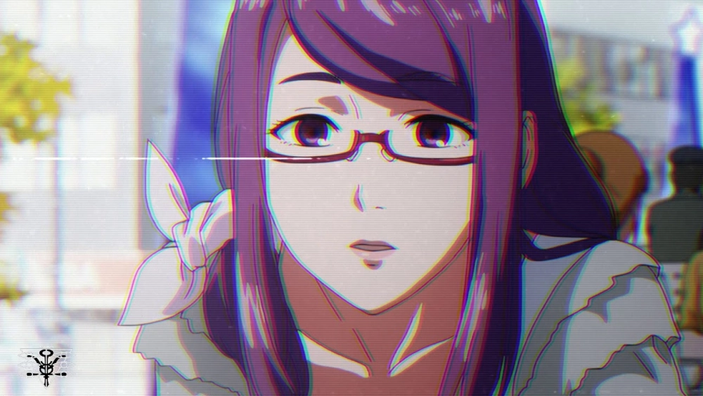 Rize Kamishiro official art thường gắn với màu tím chủ đạo