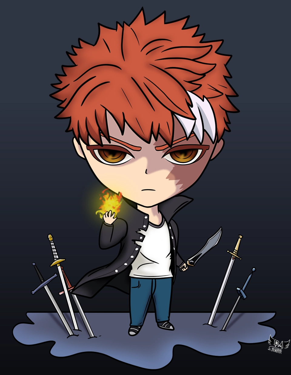 Shirou Emiya chibi tạo cảm giác đáng yêu pha lẫn bi thương