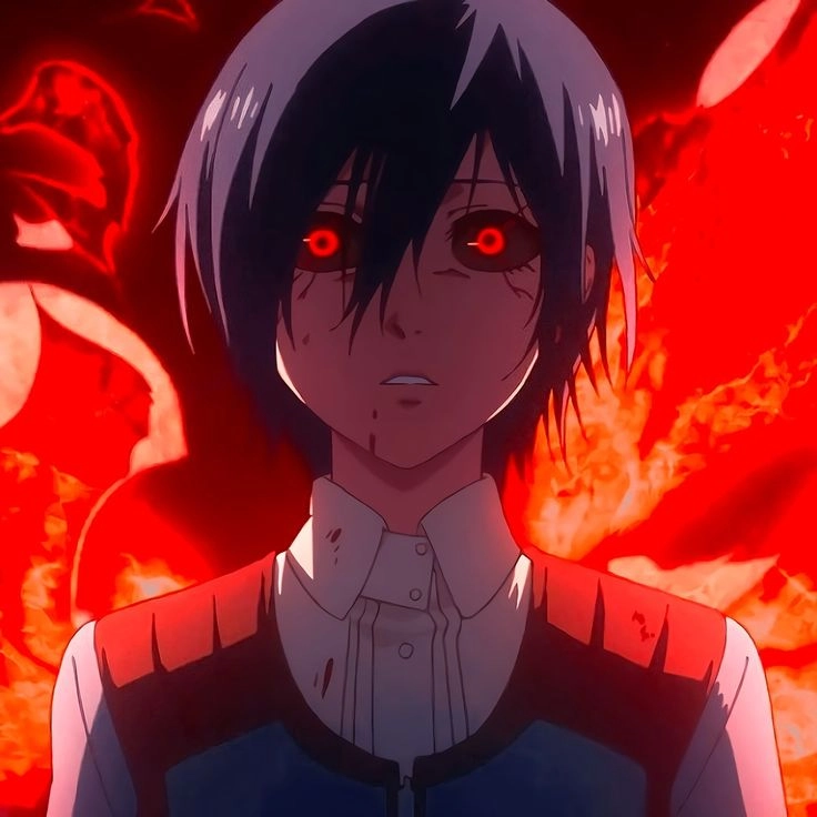Touka Kirishima eye color là tím đậm khi dùng kagune
