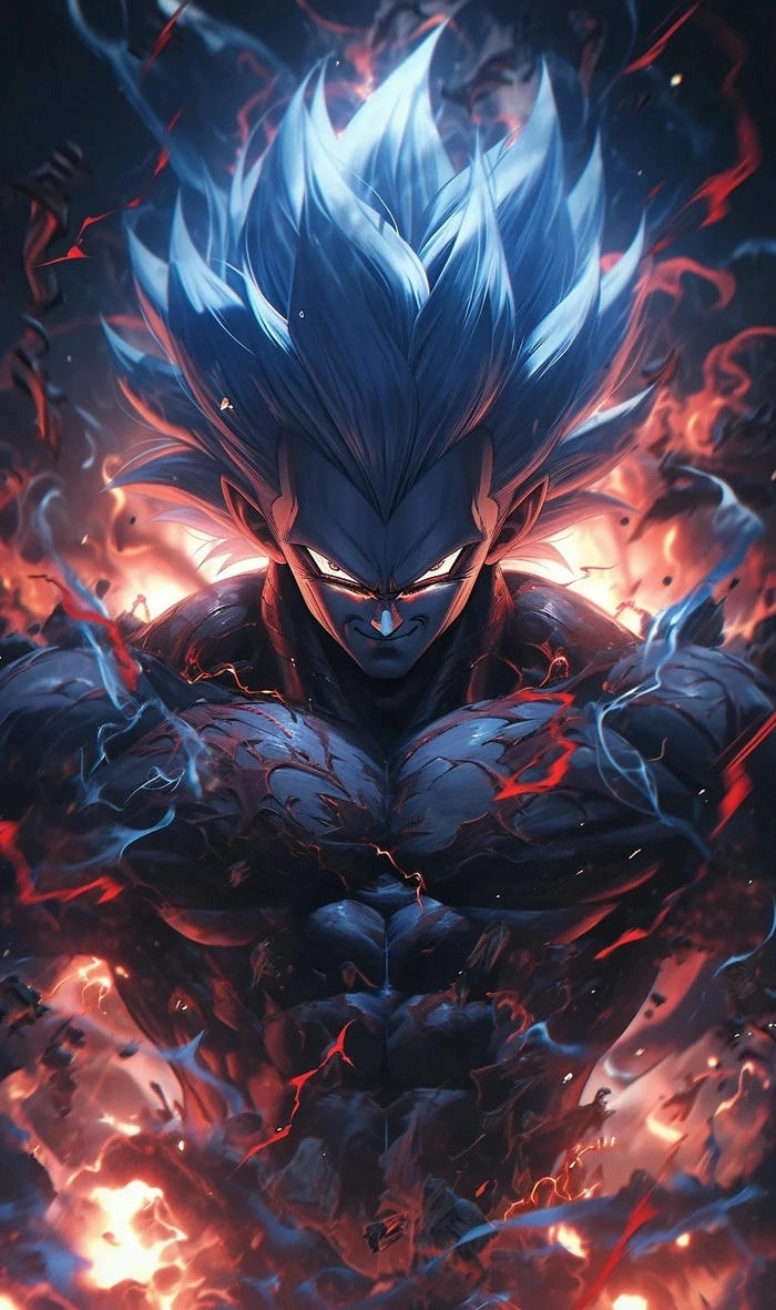 Majin Vegeta wallpaper với tạo hình mạnh mẽ và đầy bí ẩn