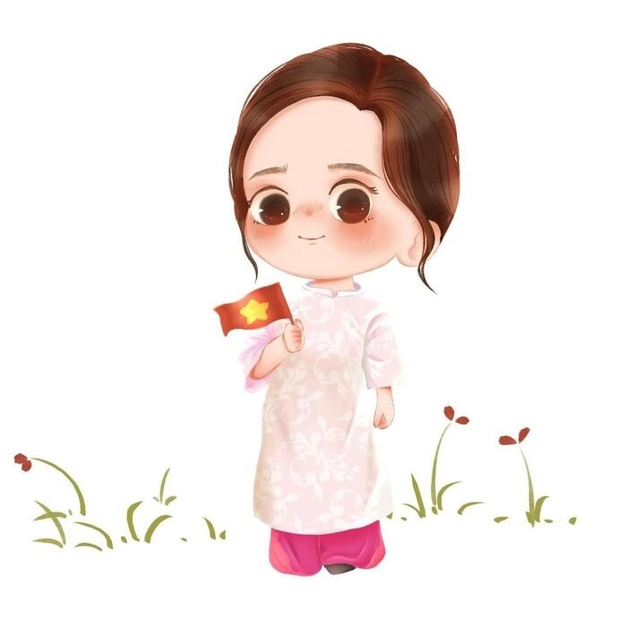 Chibi cô giáo áo dài thanh lịch duyên dáng thu hút