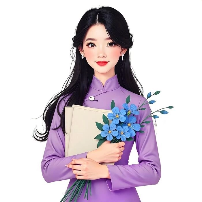 Cô giáo chibi hoạt hình sinh động đầy màu sắc