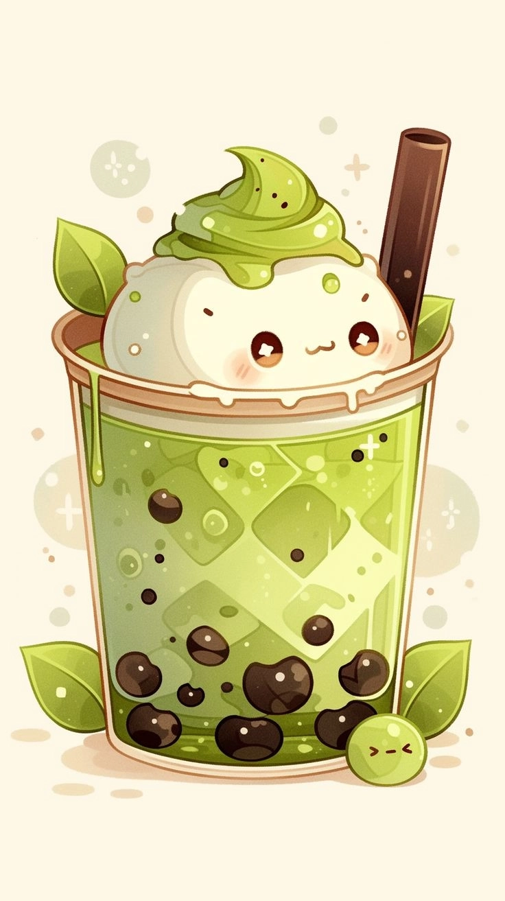 Chibi trà sữa matcha ngộ nghĩnh và cuốn hút mọi ánh nhìn