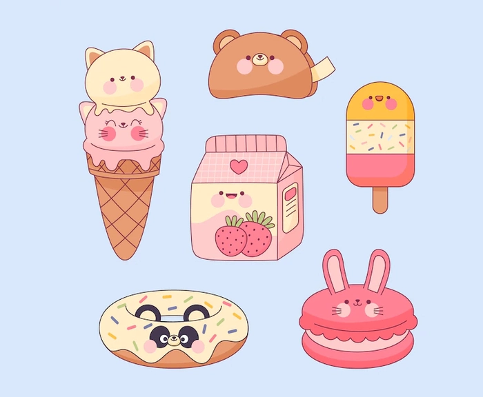 Chibi food sticker sinh động dễ thương nổi bật