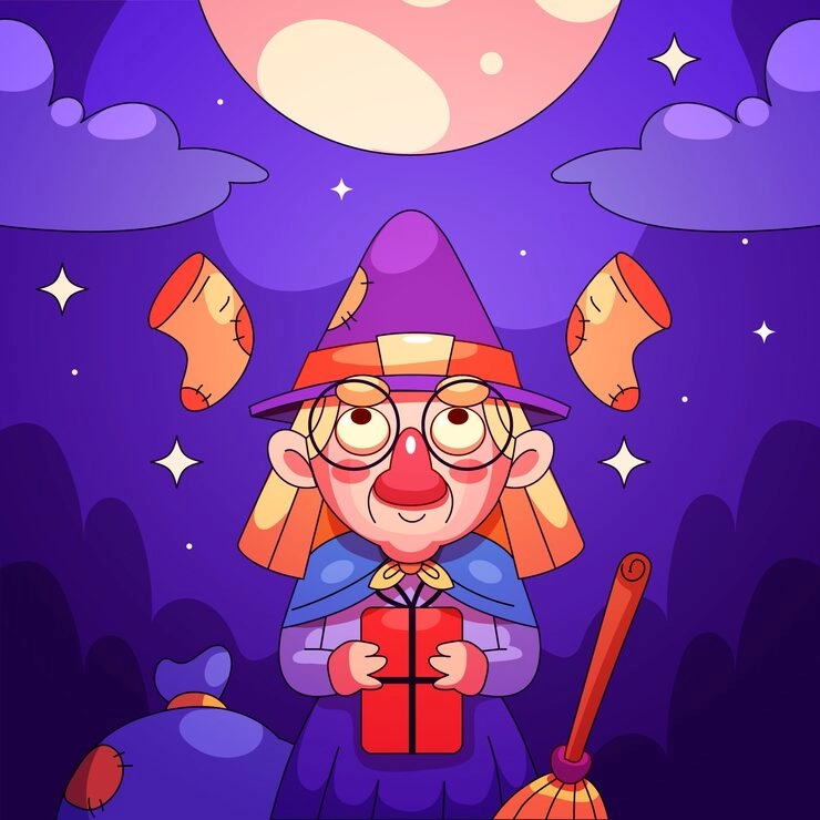 Chibi ma thuật halloween phong cách ma mị đáng yêu