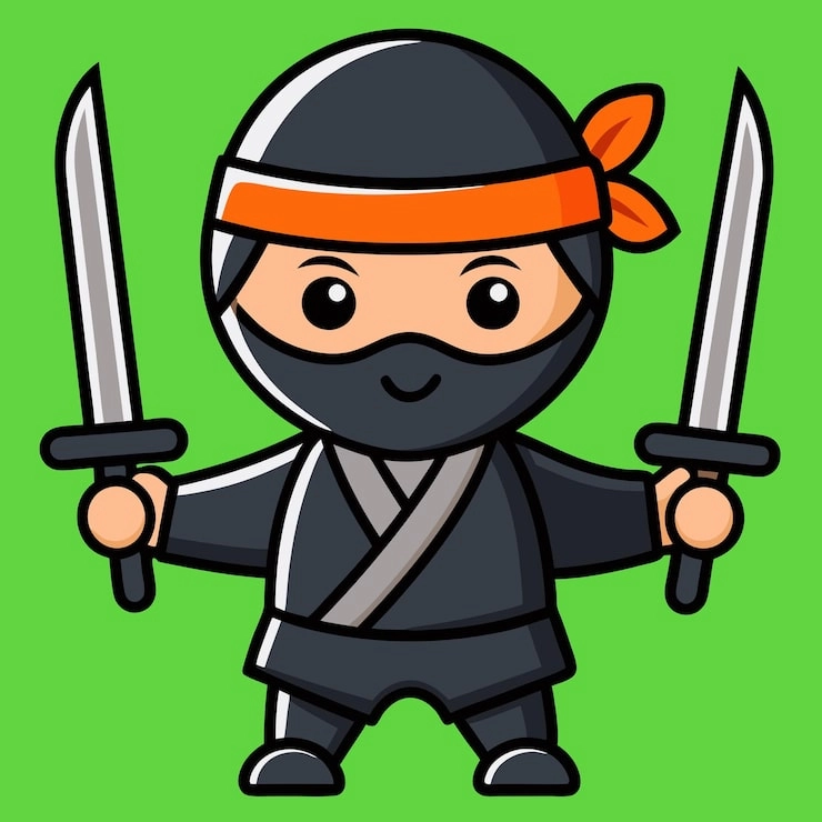 Chibi ninja coloring page dễ thương thú vị cho mọi người