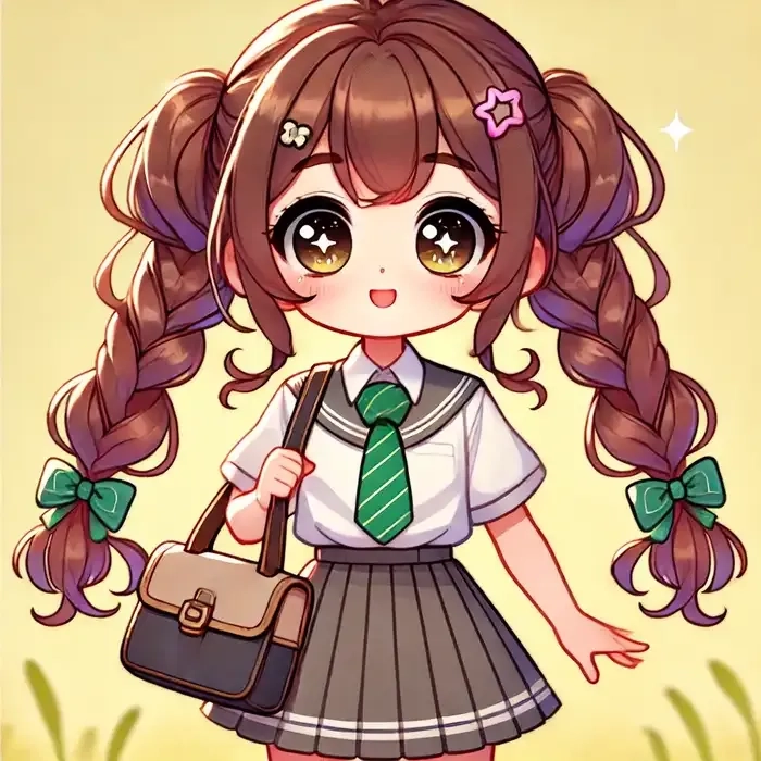 Chibi girl school cute và ngộ nghĩnh cho mọi trang