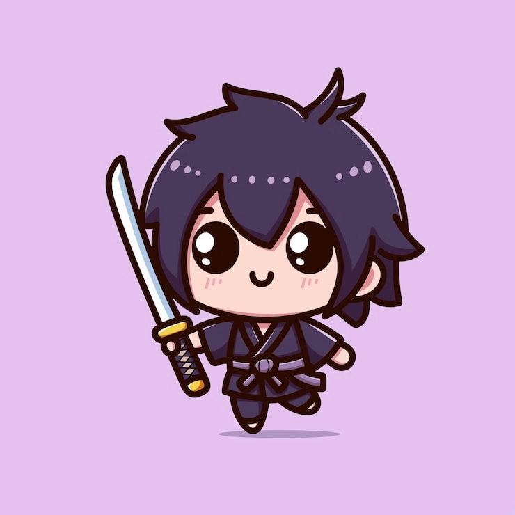 Samurai chibi vector tinh tế dễ thương nổi bật