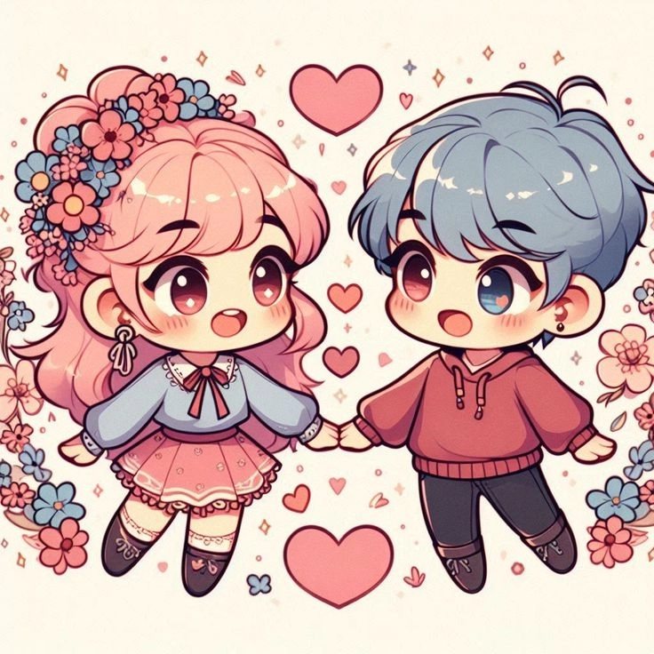 Chibi Valentine couple ngộ nghĩnh lãng mạn nổi bật