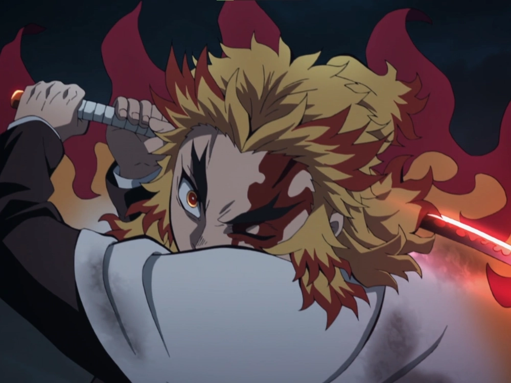 Viêm trụ Rengoku ngầu với ánh lửa bao trùm chiến trường