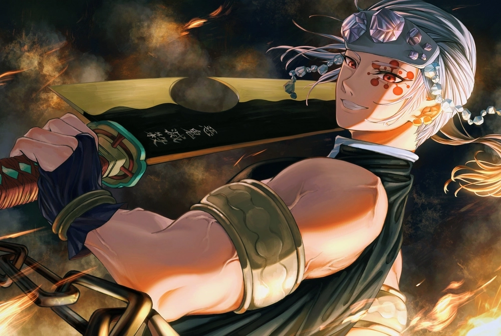 Uzui Tengen với thần thái âm trụ cực kỳ ngầu và nổi bật