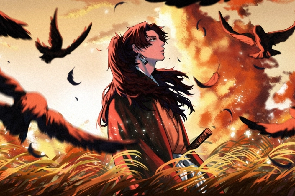 Vẽ Yoriichi tái hiện ánh mắt sắc bén và khí chất chiến binh