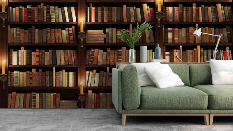 Hình nền kệ sách pc hiện đại phù hợp mọi không gian