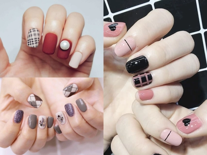 Mẫu nail caro thời thượng cho phong cách hiện đại