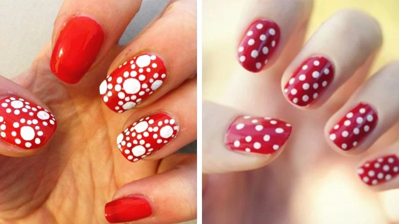 Nail chấm bi trẻ trung đáng yêu nổi bật
