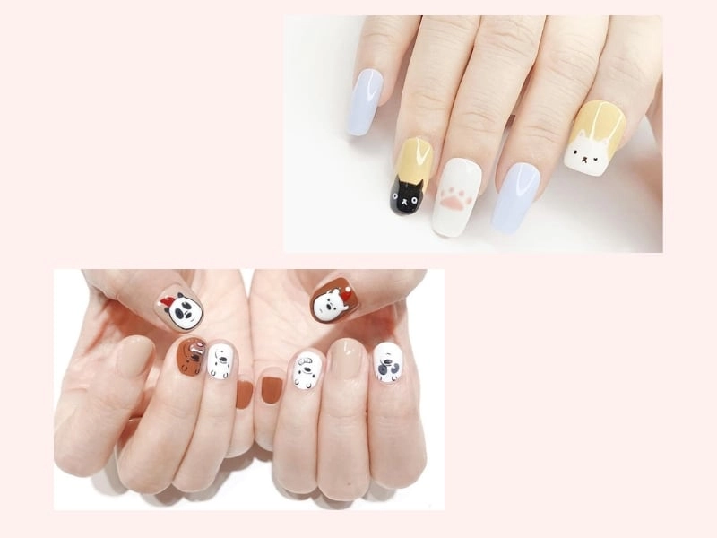 Hoạt hình nail sáng tạo tạo điểm nhấn vui nhộn cho bộ móng