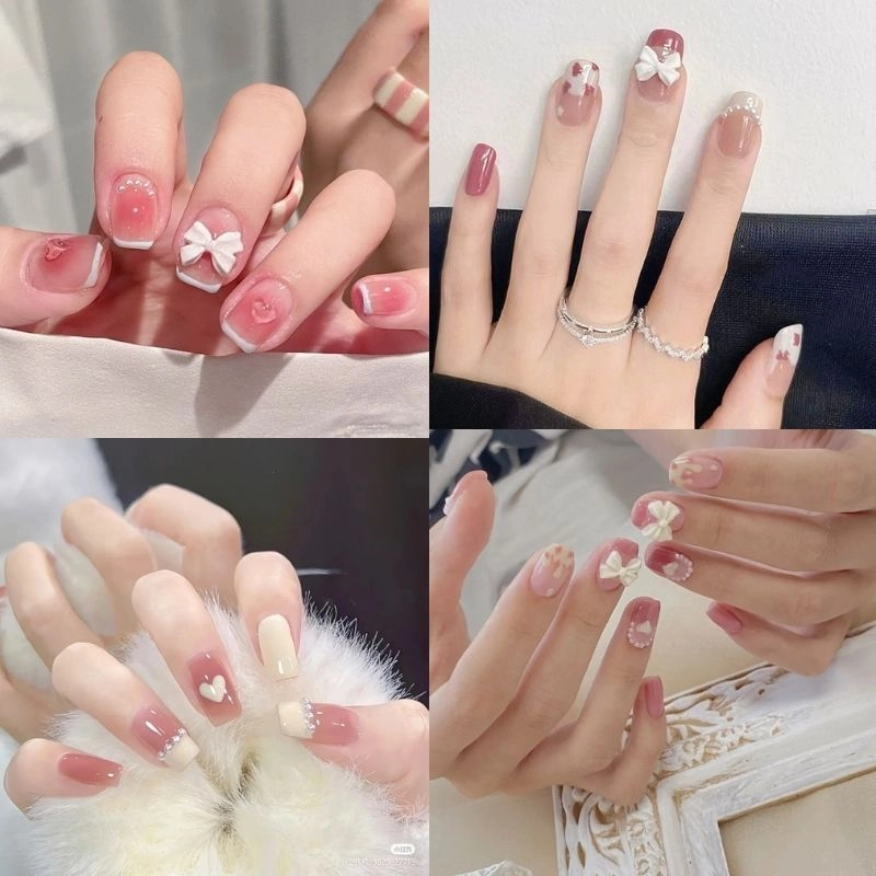 Mẫu nail màu hồng pastel trẻ trung xinh xắn