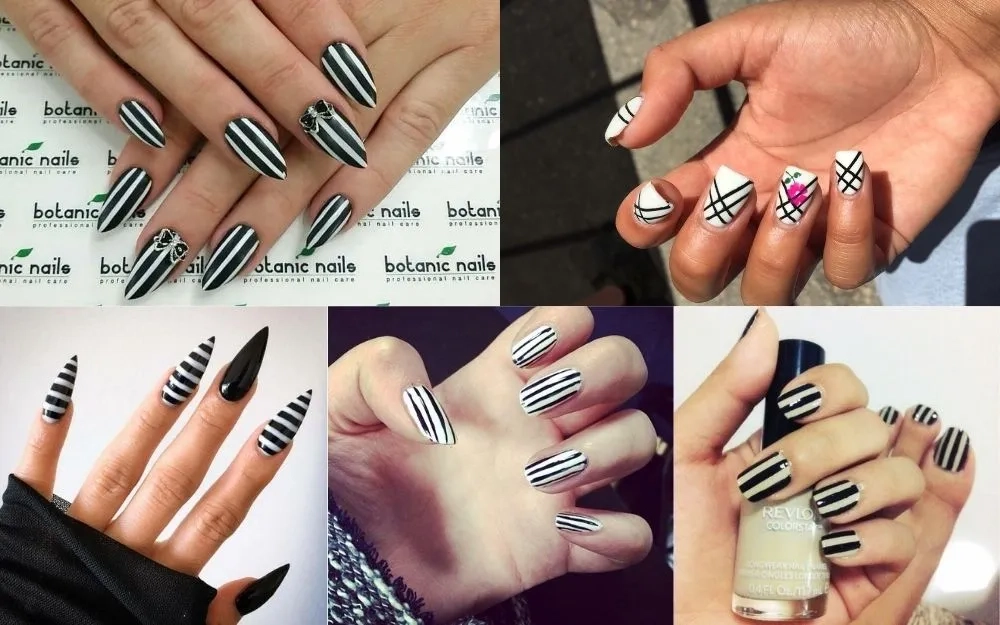 Mẫu nail kẻ sọc tinh tế nổi bật hợp xu hướng