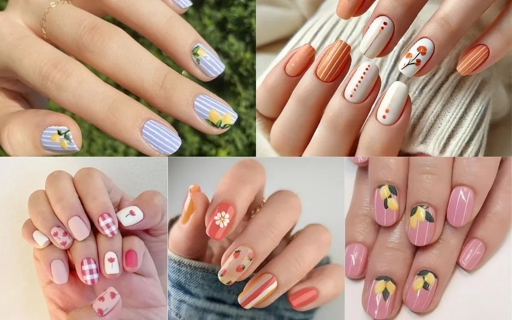 Mẫu nail kẻ sọc đẹp sang trọng duyên dáng