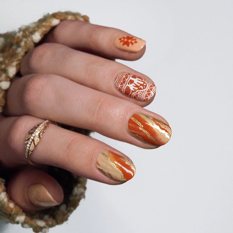 Nail màu cam tươi sáng trẻ trung rực rỡ