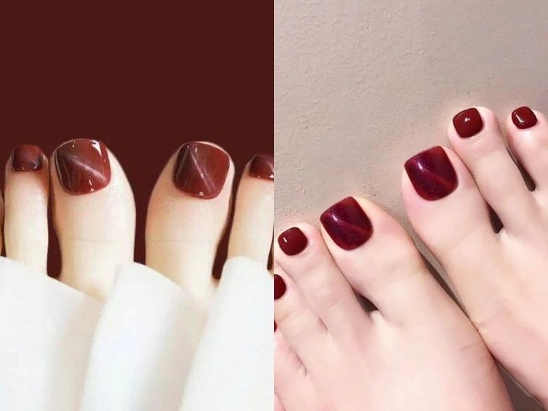 Màu đỏ đô nail thanh lịch cuốn hút mọi ánh nhìn