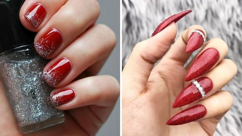 Mẫu nail màu đỏ đô tinh tế thời thượng hiện đại